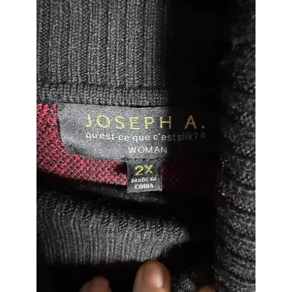 JOSEPH A. Red Plaid Sweater NEW Boxy Rayon Blend Size 2X